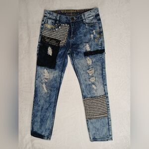 Desigual Multicolor Patchwork Denim Distressed straight Jeans Size 26